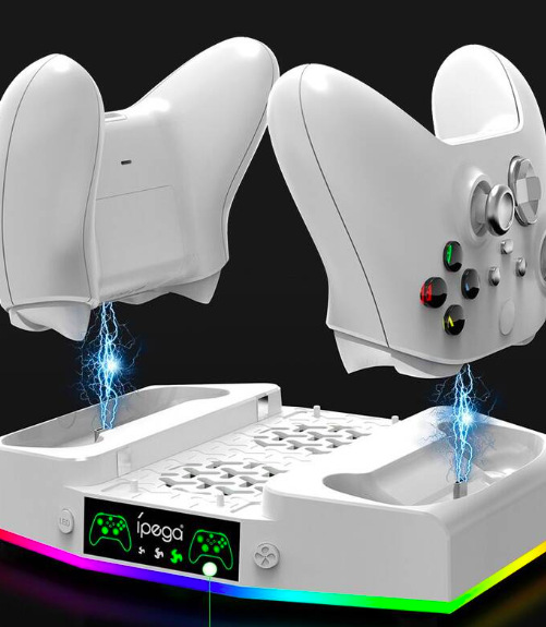 Dokovací stanice iPega RGB stojan s chlazením pro Xbox Series S + 2ks baterií - bílá