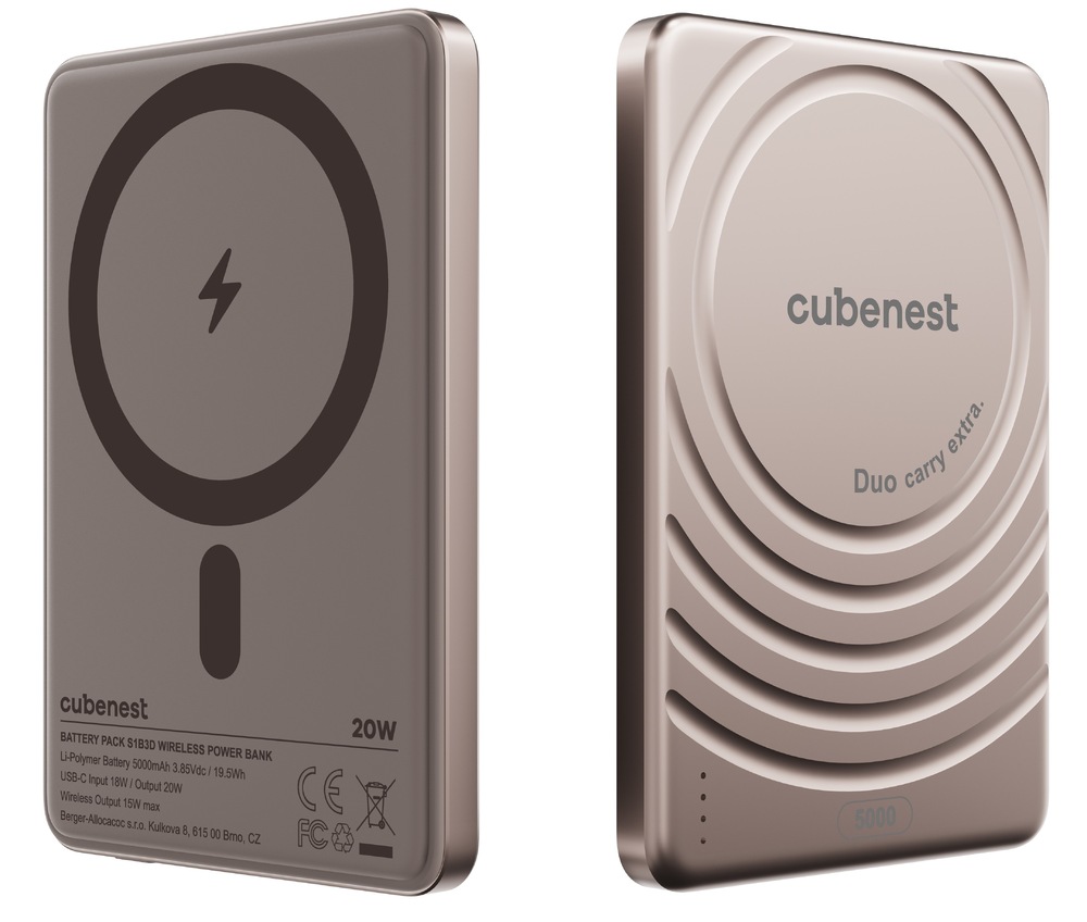 Powerbank CubeNest SlimDual MagSafe 5000 mAh - zlatá
