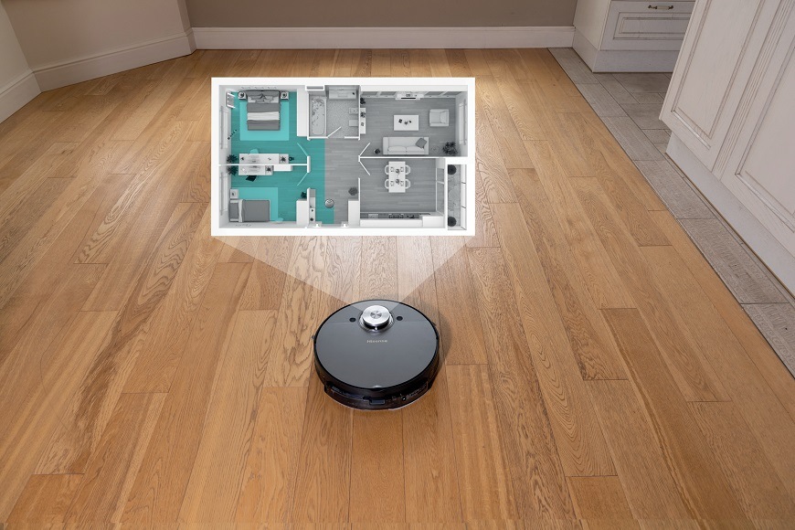 Robotický vysavač Hisense RVCLS144AB, černý, 360° laserové oko
