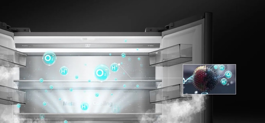 Americká chladnička Hisense RQ768N4GVE, nerez, technologie HI-NANO