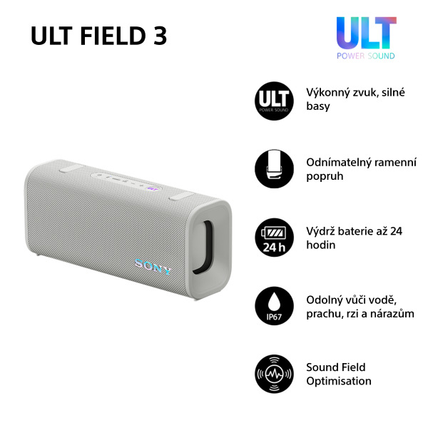 Přenosný reproduktor Sony ULT FIELD 3, bílý