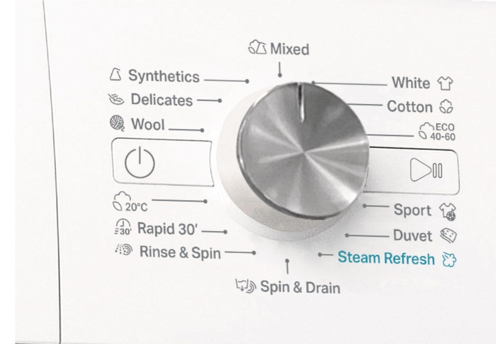 Pračka Whirlpool FFB 8258 WV EE, bílá, ovládací knoflík