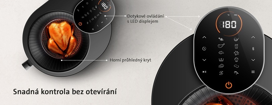 Horkovzdušná fritéza ETA SkyFry, průhledné víko