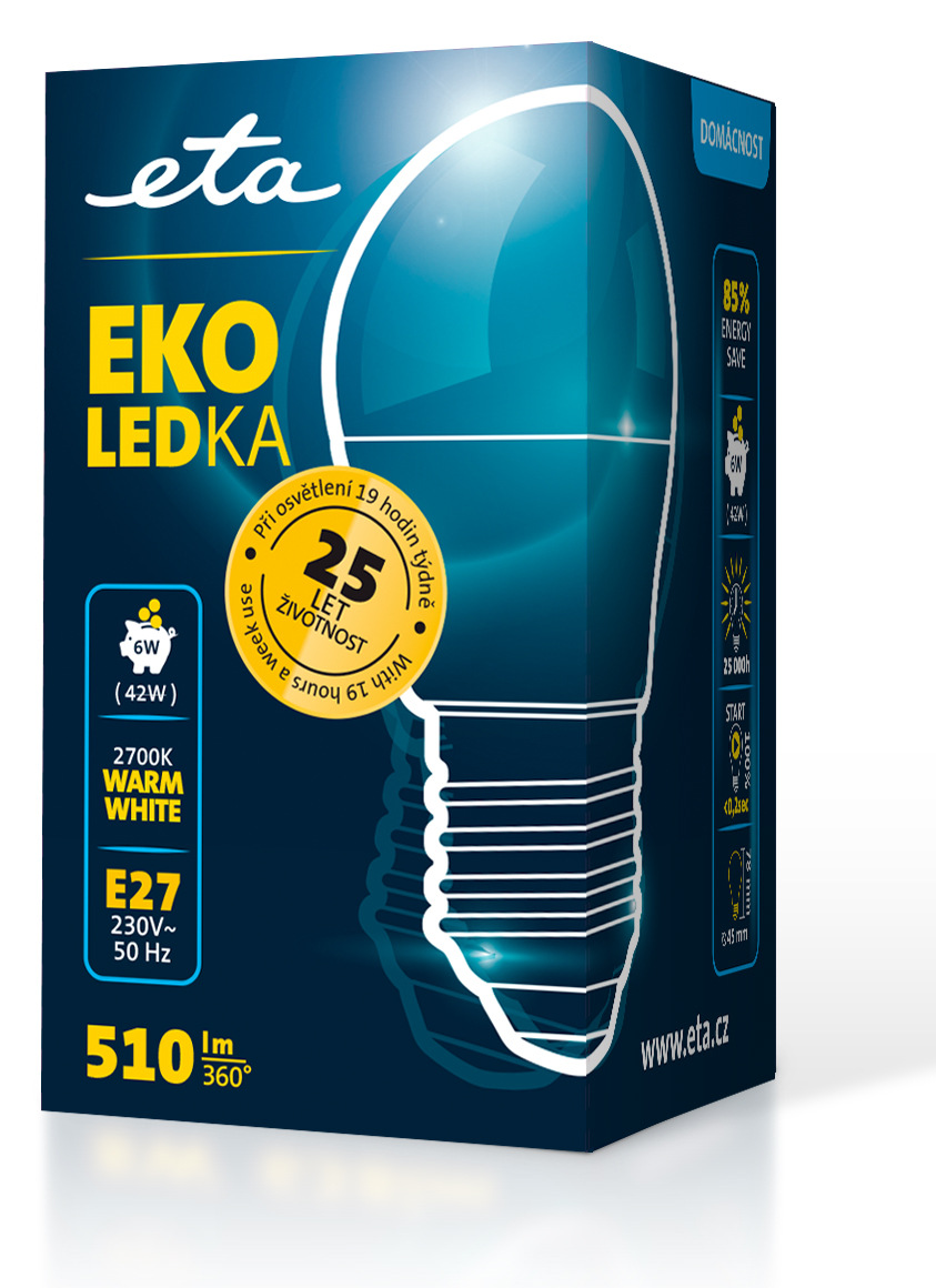 žárovka ETAG45W6WW01 LED