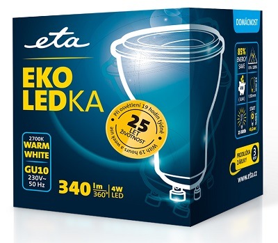 žárovka ETAGU10W4WW01 LED