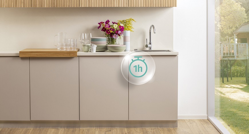 Vestavná myčka Gorenje GV663B65XXL, Perfektně čisté nádobí už za pouhou 1 hodinu mytí