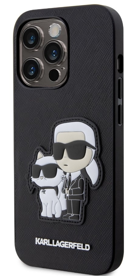 Karl Lagerfeld PU Saffiano Karl and Choupette NFT na Apple iPhone 13 Pro, černá
