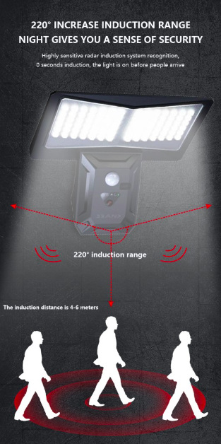 Reflektor IMMAX WING, solární, s PIR čidlem, 4 W - černý