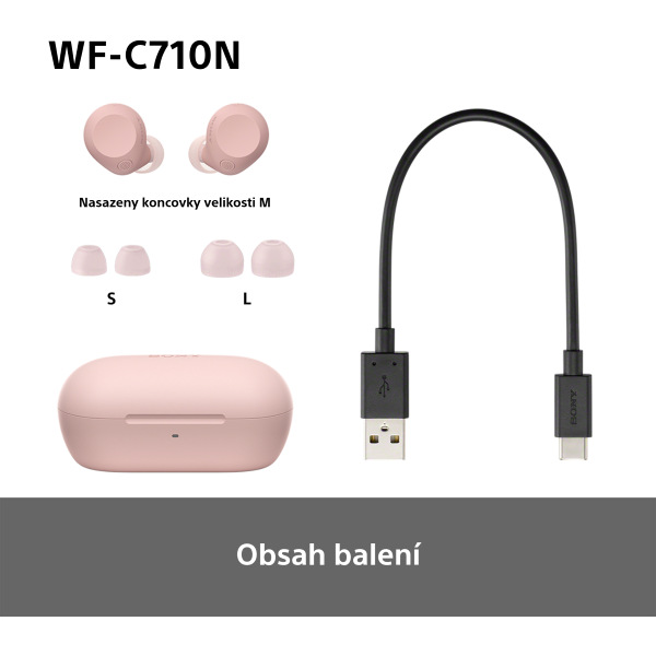 Sluchátka Sony WF-C710N Noise Cancelling - růžová