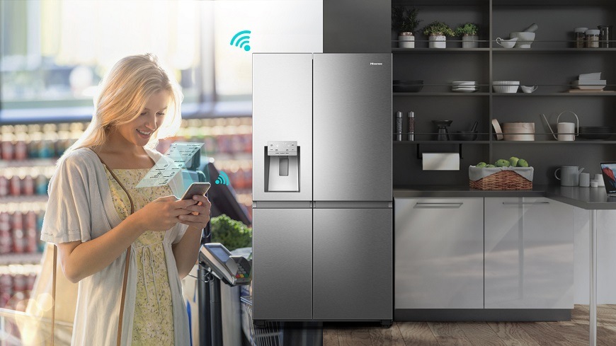 Americká chladnička s mrazničkou Hisense RS818N4TFC, Side by Side, Mobilní aplikace