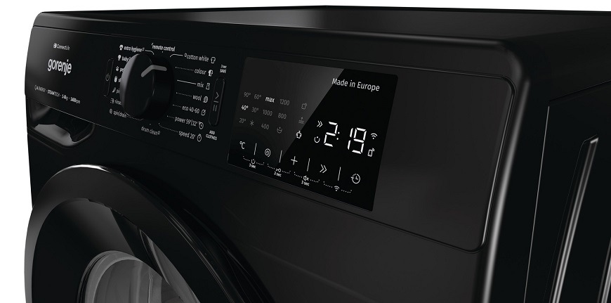 Pračka Gorenje WPNEI84A1SWB, černá, Praní za méně jak hodinu