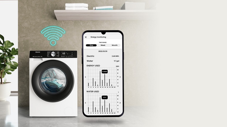 Pračka Hisense WF3S9043BB3, černá, ConnectLife mobilní aplikace