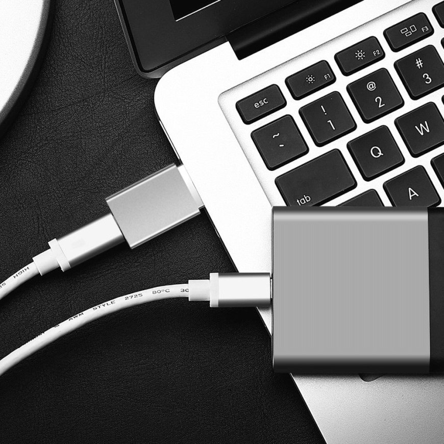 Redukce FIXED Link USB-C/USB-A - šedá