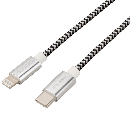 Kabel GoGEN USB-C/Lightning, 3m, stříbrný