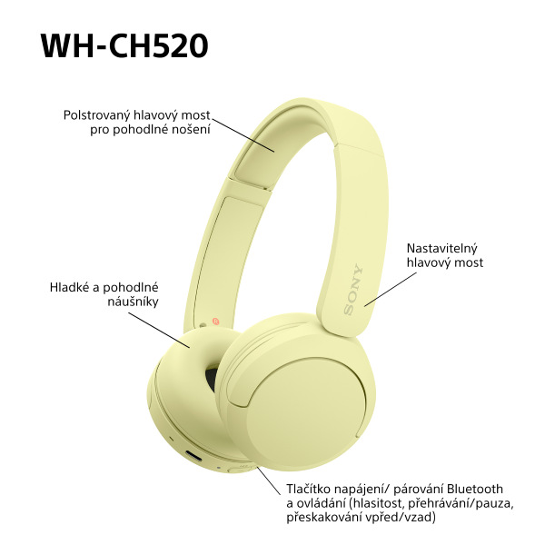 Sluchátka Sony WH-CH520 - žlutá