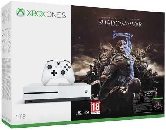 Herní konzole Microsoft Xbox One S 1 TB + Middle-earth: Shadow of War 