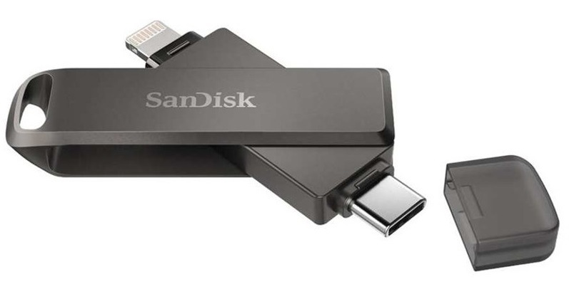USB Flash SanDisk iXpand Luxe 64GB, USB-C + Lightning (SDIX70N-064G-GN6NN) šedý