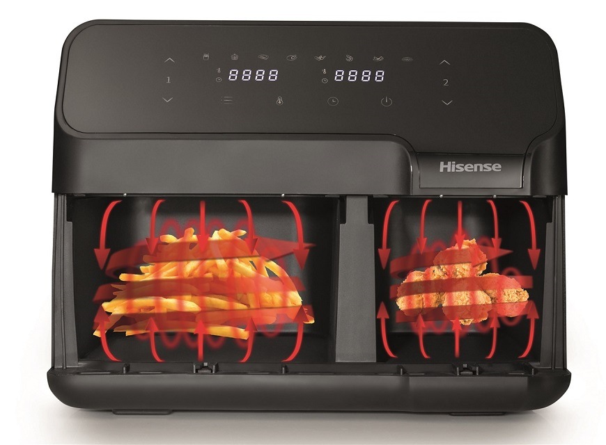 Horkovzdušná fritéza Hisense HAF-2900D, černá, zdravější pokrmy