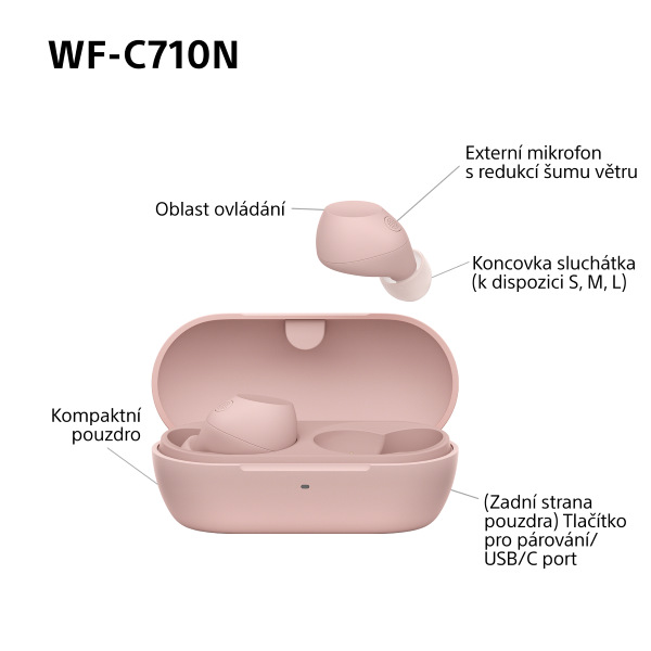 Sluchátka Sony WF-C710N Noise Cancelling - růžová