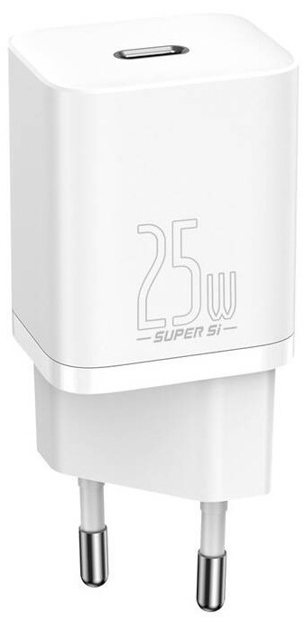 Baseus Super Si USB-C 25W + USB-C kabel 1m, bílá