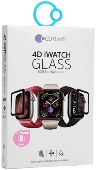 COTECi 4D Black-Rim Full Glue na Apple Watch 8, 41 mm 