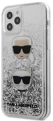 Karl Lagerfeld Liquid Glitter 2 Heads pro Apple iPhone 12/12 Pro, stříbrná
