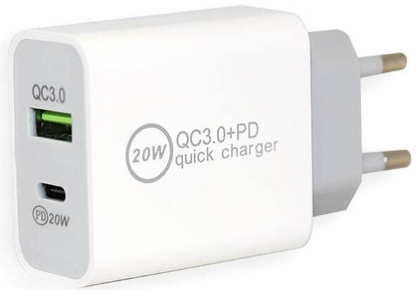 ER Power 20W, USB-C PD, USB-A QC 3.0, bílá