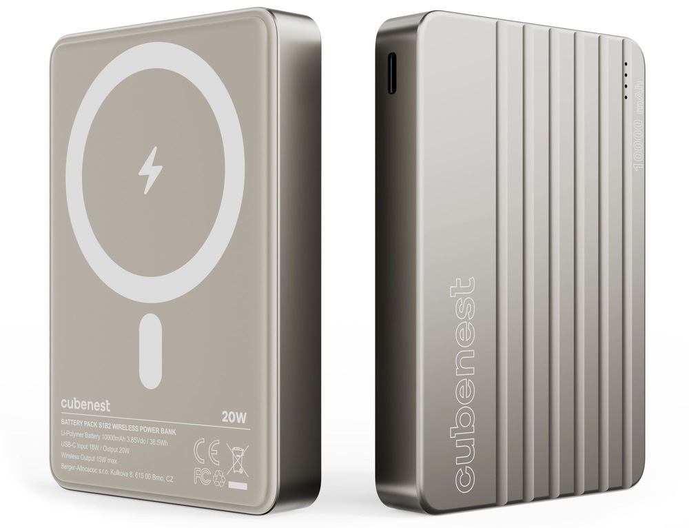 Powerbank CubeNest Slim MagSafe 10000 mAh - titanová