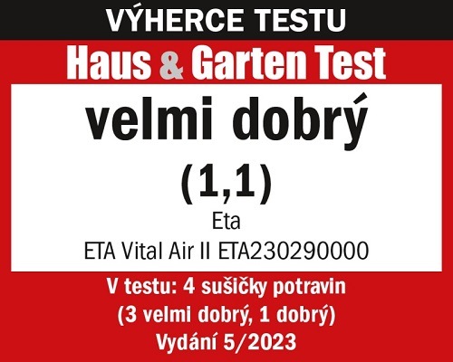 Sušička ovoce ETA Vital Air II 2302 90000, vítěz testu