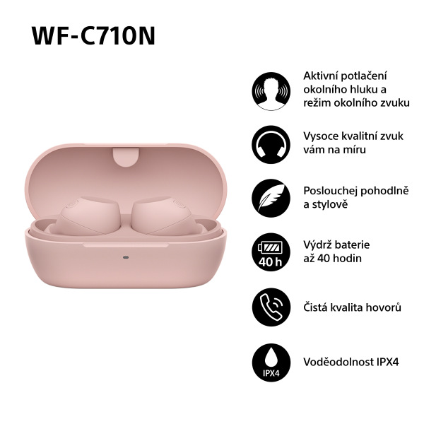 Sluchátka Sony WF-C710N Noise Cancelling - růžová