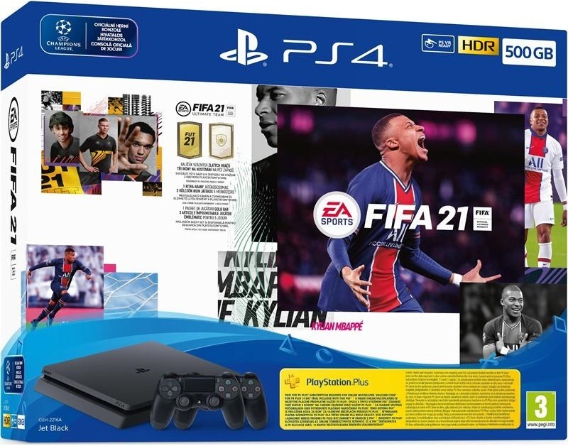 Sony PlayStation 4 Slim + FIFA 21 + 2× bezdrátový ovladač