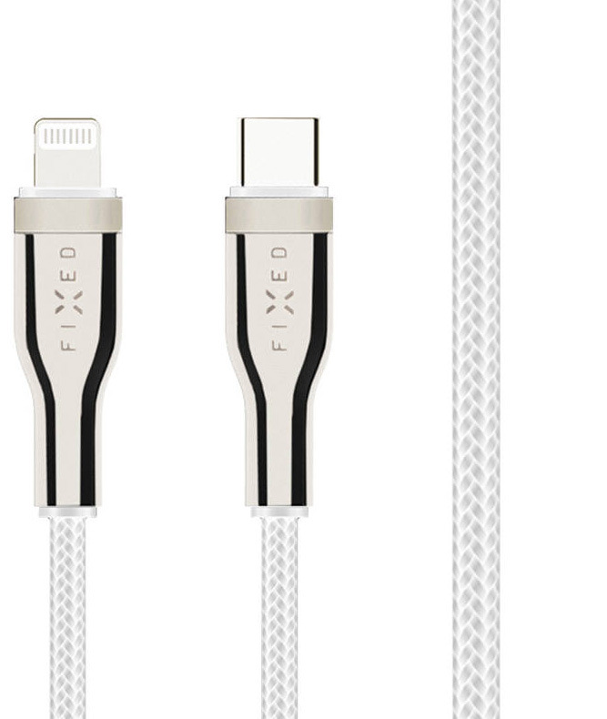 Kabel FIXED USB-C/Lightning s podporou PD, MFI, 1,2m - bílý