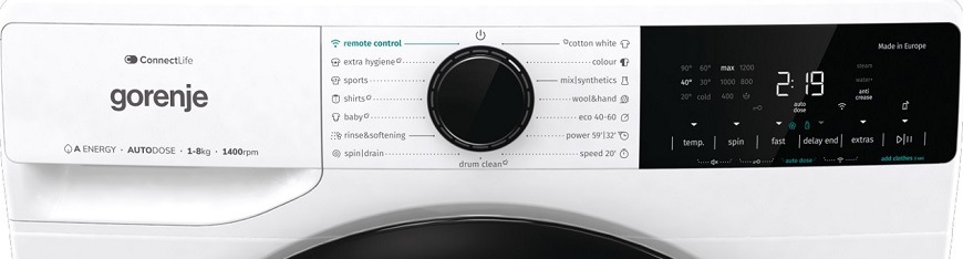 Pračka Gorenje WNA84AALWIFI, bílá, detail
