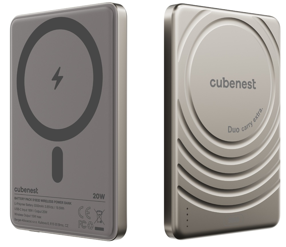 Powerbank CubeNest SlimDual MagSafe 5000 mAh - titanová