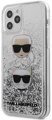 Karl Lagerfeld Liquid Glitter 2 Heads pro Apple iPhone 12 Pro Max, stříbrná