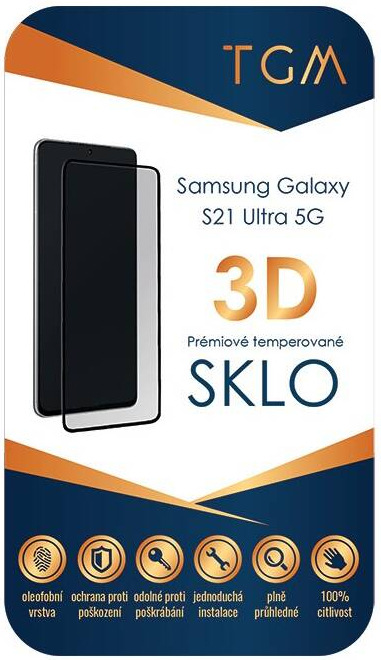 Sklo TGM 3D na Samsung Galaxy S21 Ultra 5G, černá