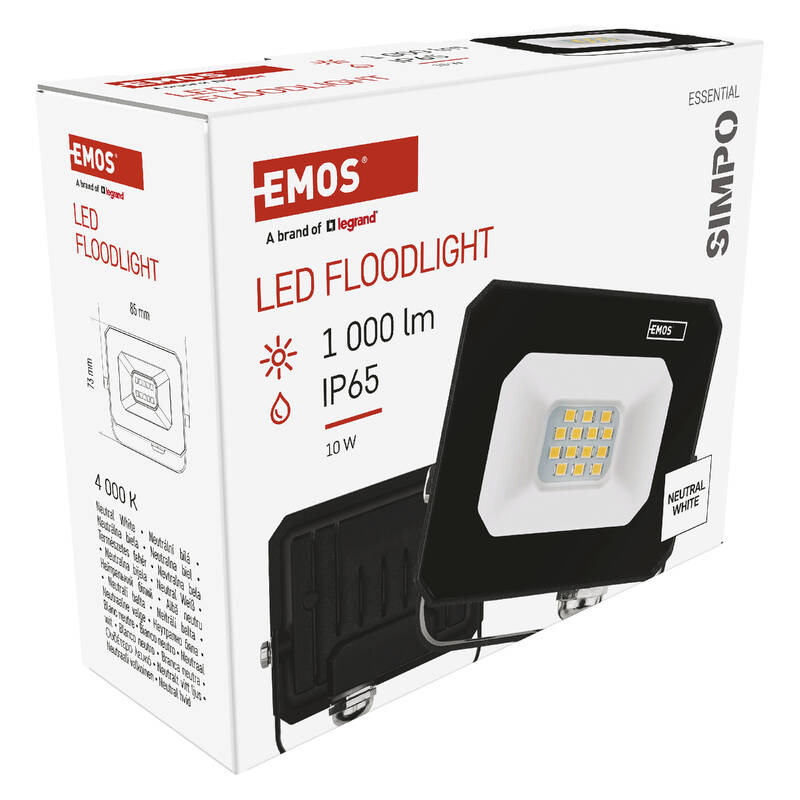 Reflektor EMOS SIMPO 10W 1000LM IP65 NW - černý