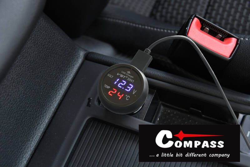 Zásuvka Compass 07427 MULTI - USB, voltmetr, teploměr