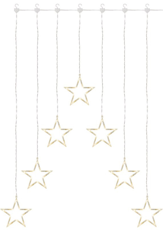 Vánoční osvětlení EMOS 70 LED závěs – 7 hvězd, 67 × 125 cm, vnitřní, teplá bílá