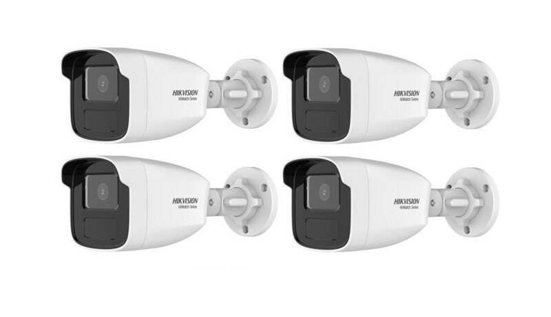 Hikvision HiWatch NVR 4108MH-8P(D) + 4× IP kamera HWI-B480H(C) kit, černá/bílá