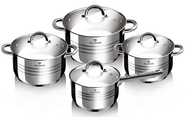 Sada hrnců Blaumann Gourmet line BL-3115, 8 ks, nerez