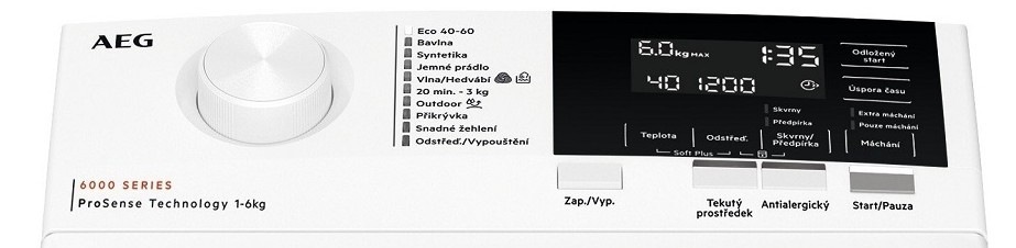 Pračka AEG LTR6G263C ovládací panel