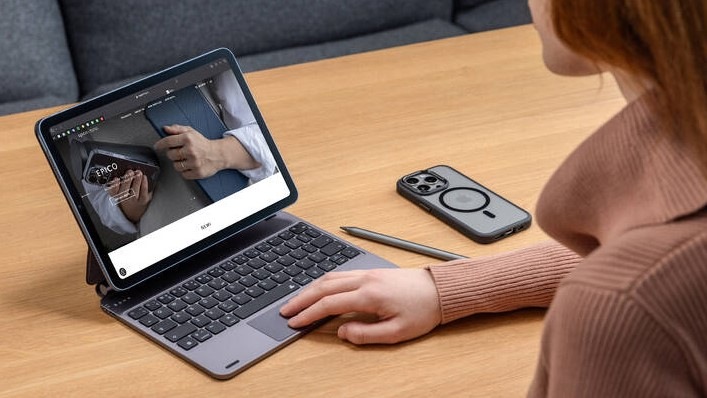 Pouzdro na tablet s klávesnicí Epico Aluminium Keyboard pro Apple iPad Pro 12,9" (2018/2020/2021/2022) - qwerty - černé