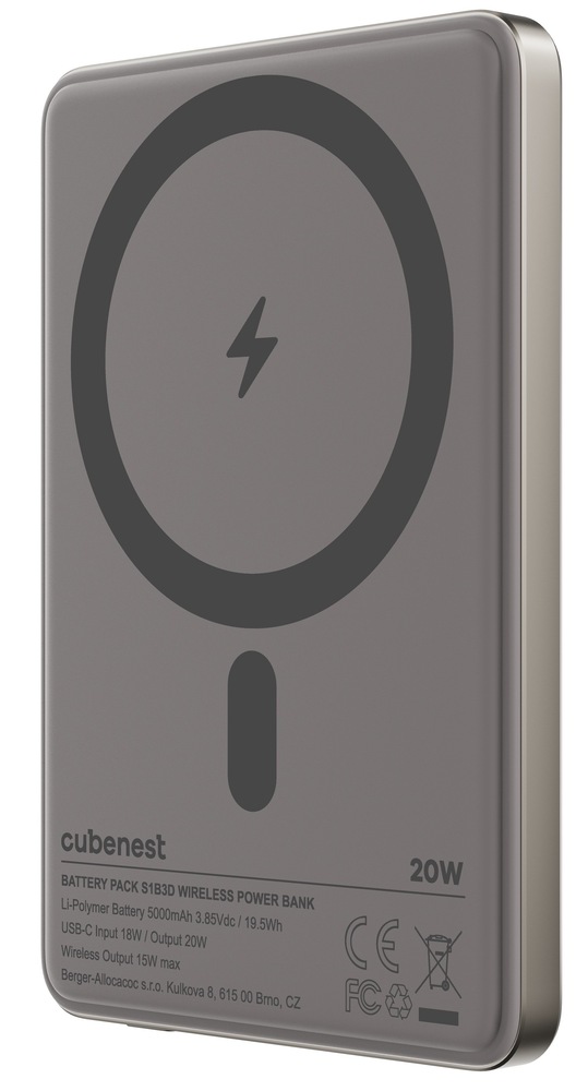 Powerbank CubeNest SlimDual MagSafe 5000 mAh - titanová