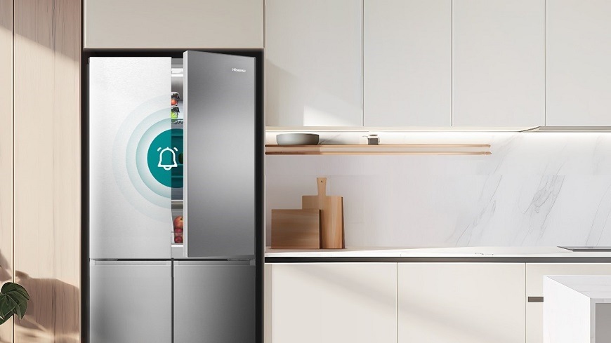 Americká chladnička Hisense RQ5P470SAIE, šedá, alarm otevřených dveří