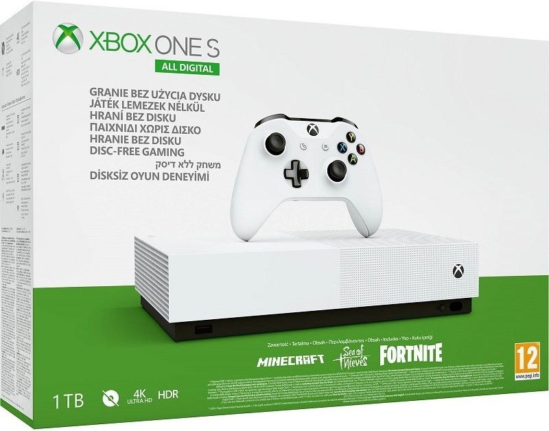 Microsoft Xbox One S 1 TB All-Digital Edititon (Refresh), bílá
