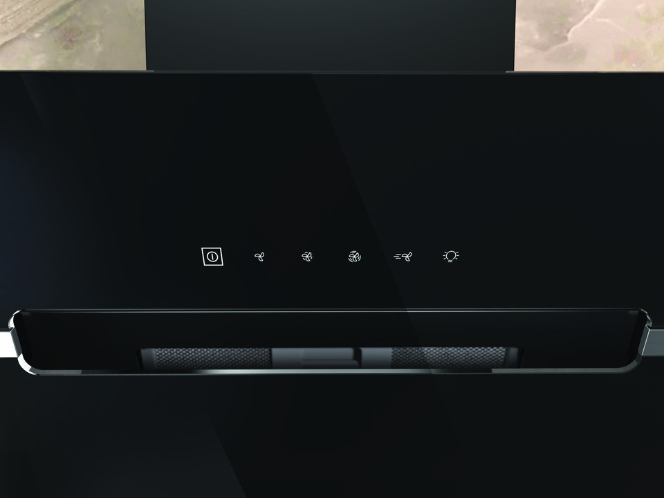 Odsavač par Whirlpool WHVS 61F LT DP K, černý, komínový, elektronické ovládání 