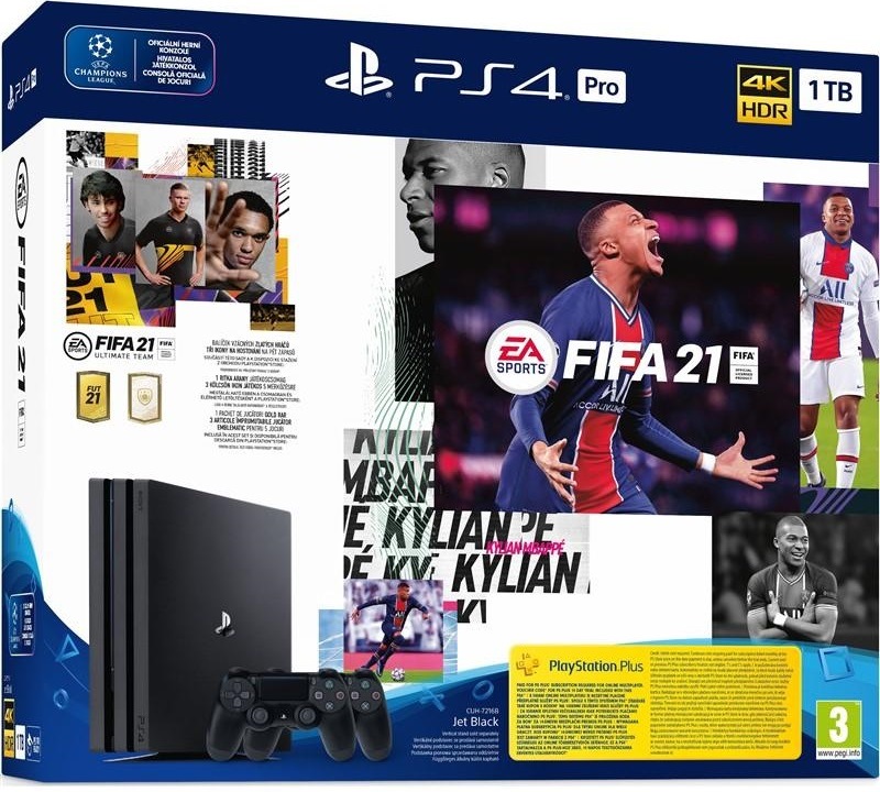 Sony PlayStation 4 Slim + FIFA 21 + 2× bezdrátový ovladač