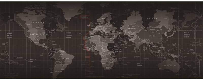 WG 75 × 30 cm, mapa světa