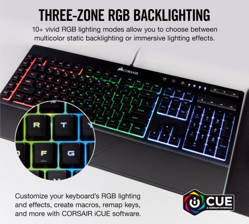 Corsair K55 RGB LED, US, černá